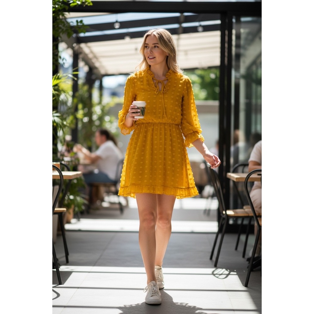 Yellow Long Sleeve‎ Dress
